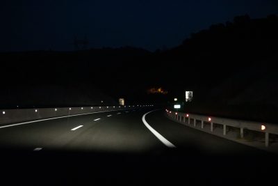 night road car travel copy space