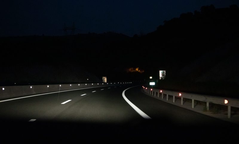 night road car travel copy space